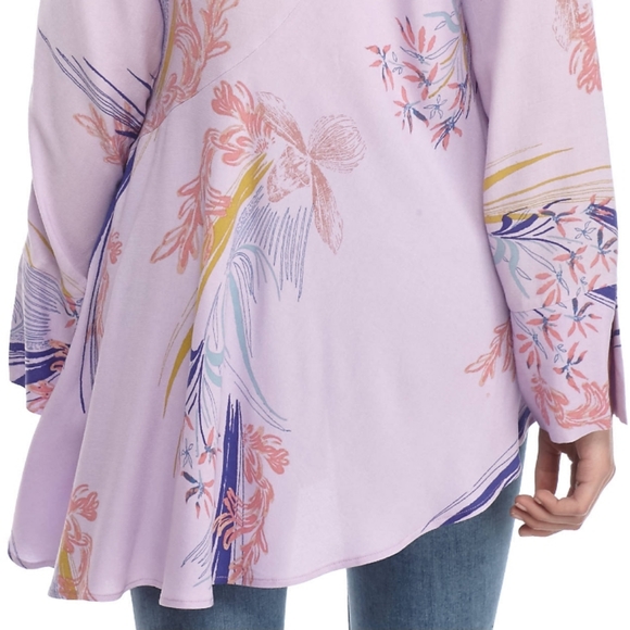 Free People Clear Skies Mini Dress Tunic Asymmetrical Hem Floral Print Small NWT - Picture 6 of 15